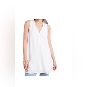 Maeve for Anthropologie White Sleeveless
Relaxed Fit Tunic Top L